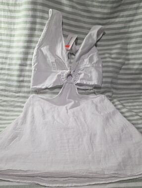 NWT- White Ring-Front Cutout Halter Dress - Large